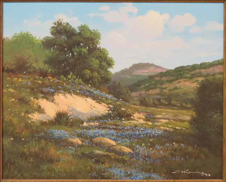 Appraisal: GEORGE KOVACH TH CENTURY TEXAS BLUE BONNETS LANDSCAPE Oil on