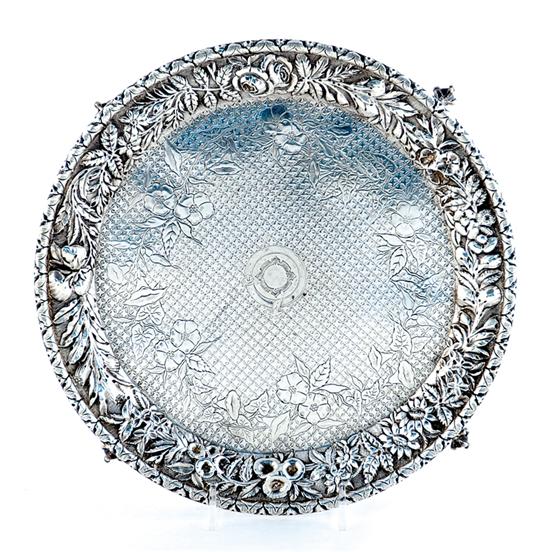 Appraisal: Kirk Son silver salver circa - ornate repousse floral border