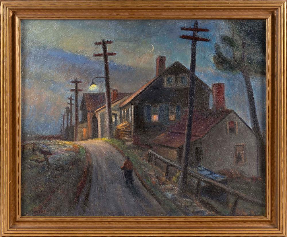 Appraisal: ALBERTUS EUGENE JONES CONNECTICUT - MOONLIT STREET SCENE OIL ON