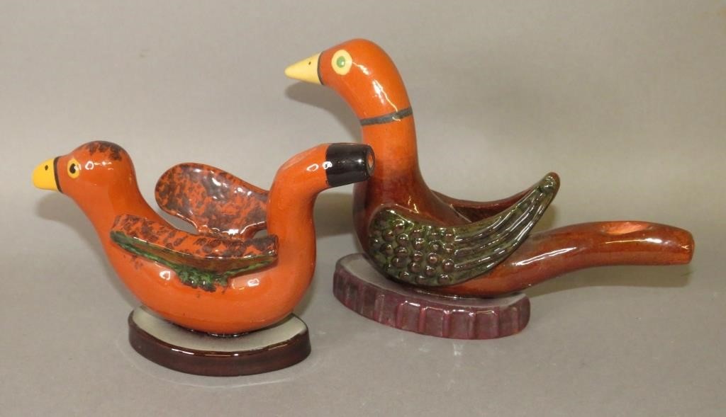 Appraisal: WHIMSICAL FOLK ART REDWARE BIRD WHISTLES BY JAMEca mid-late th