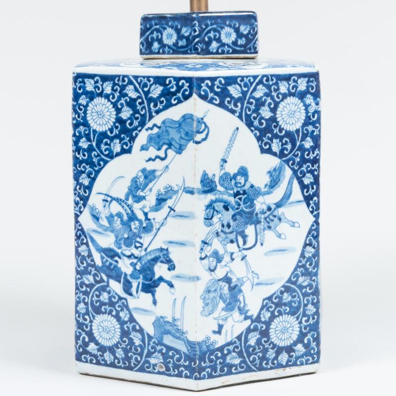 Appraisal: Chinese Blue and White Porcelain Jar and Cover Mounted as