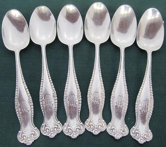 Appraisal: SET TOWLE STERLING SILVER TEASPOONS Six monogrammed Approx Troy ozs