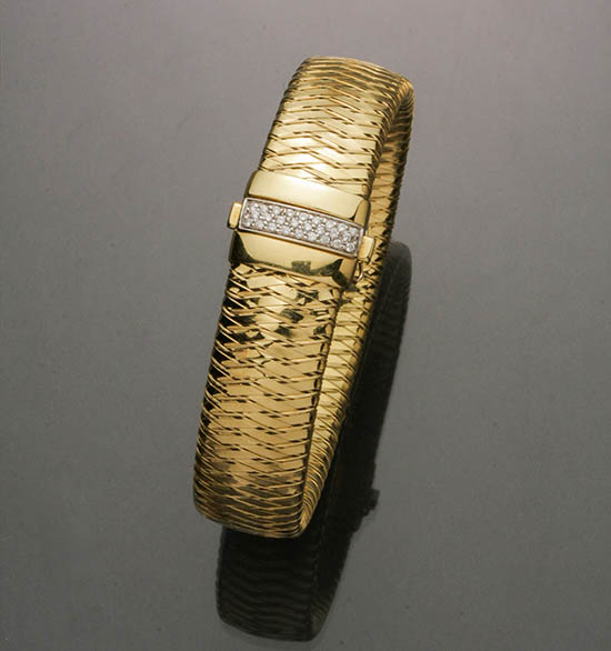 Appraisal: Lot Property of Various Owners -Karat Yellow-Gold and Diamond Bangle