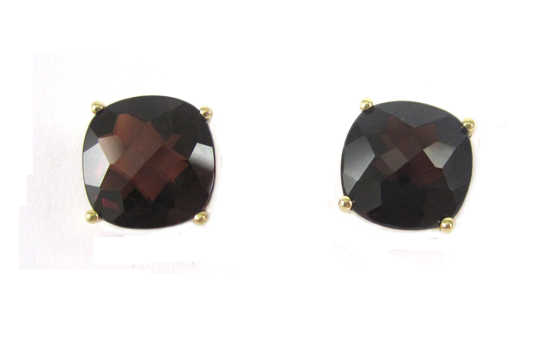 Appraisal: PAIR OF GARNET AND FOURTEEN KARAT GOLD EAR STUDS each