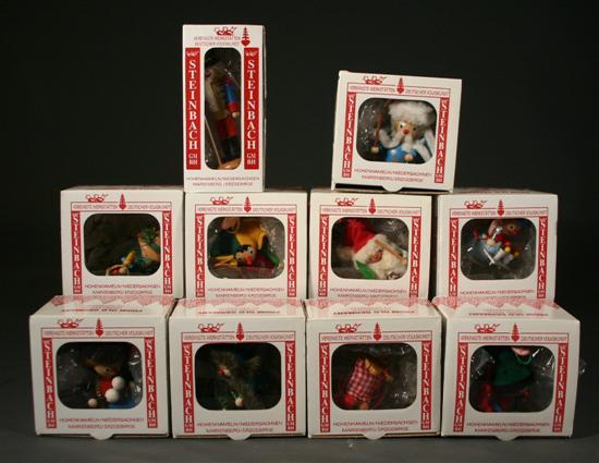 Appraisal: Group of ten wooden figural Steinbach Christmas Ornaments German In