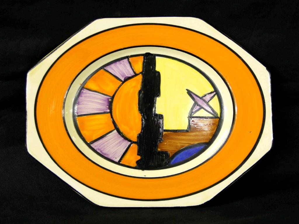 Appraisal: Clarice Cliff 'Sunray' Bizarre octagonal side plate circa wide