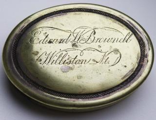 Appraisal: mid th c oval silver plated snuff box engraved Edward