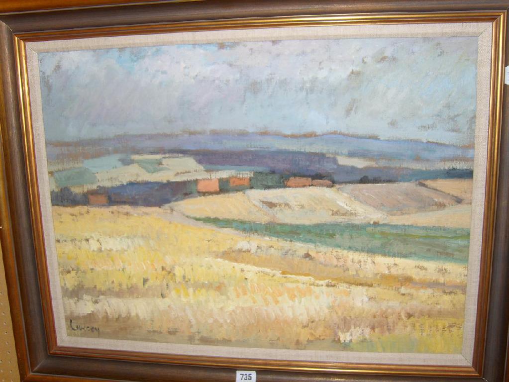 Appraisal: An oil painting on board by Roger Livesey showing a