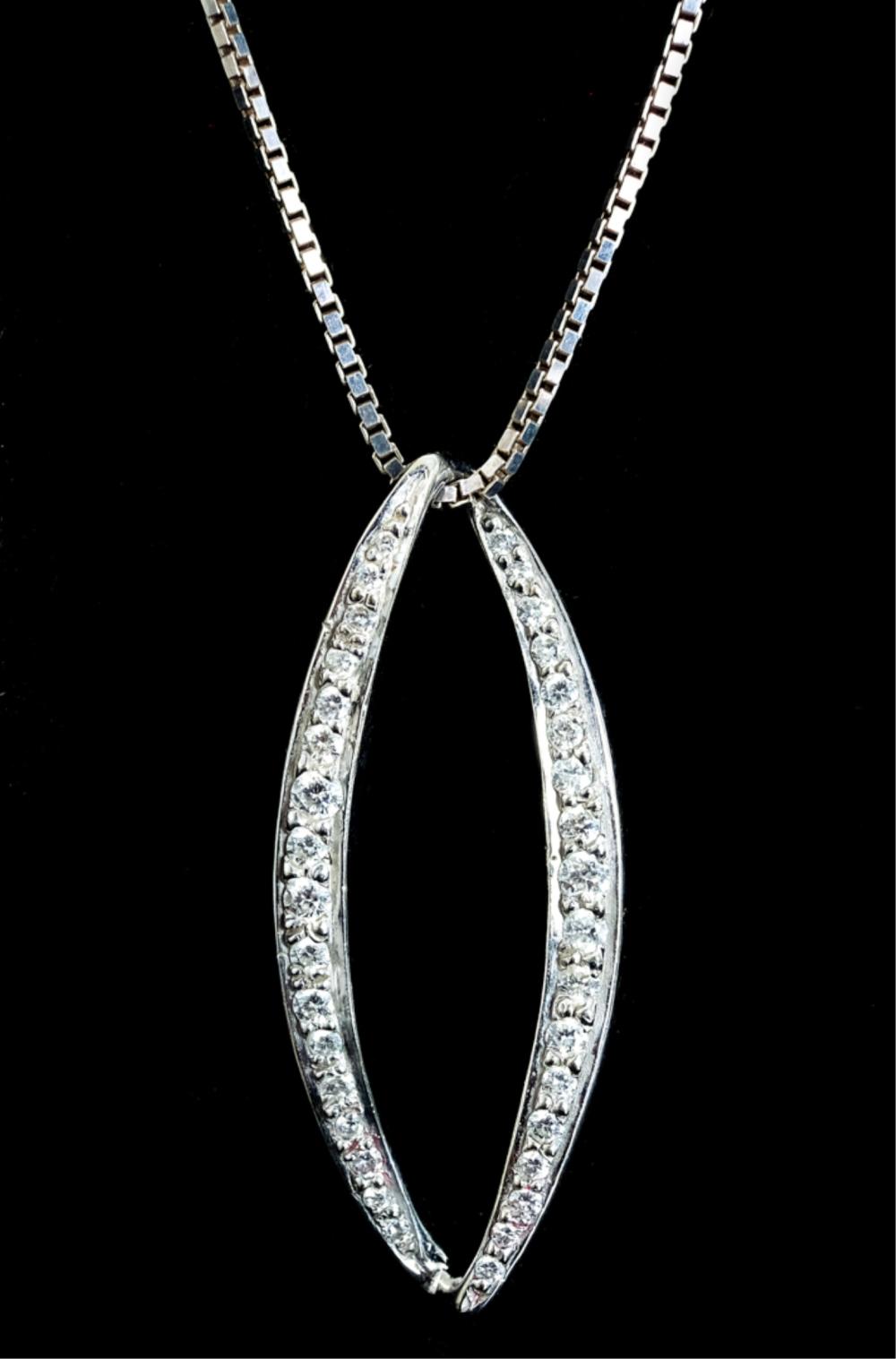 Appraisal: K WG STERLING DIAMOND PENDANT NECKLACE K white gold pendant