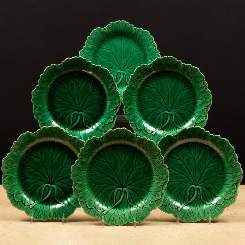 Appraisal: Set of Twelve Wedgwood Green Majolica Leaf Plates Impressed and