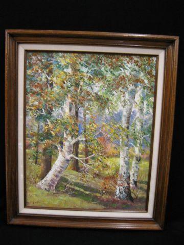 Appraisal: Aileen Bolton Oil Old Birch autumn landscape well known Brown