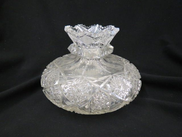 Appraisal: Cut Glass Flower Center Vase bulbous squat shape with fancy