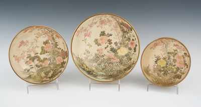 Appraisal: A Trio of Japanese Satsuma Graduated Nesting Bowls Meiji Measuring