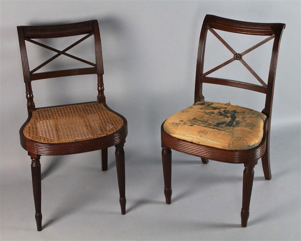 Appraisal: TWO NEW YORK FEDERAL CHAIRS CARVED MAHOGANY SIDE CHAIRS each