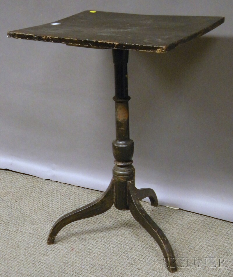 Appraisal: Black-painted Federal Cherry Candlestand Provenance Estate of Susan Parrish