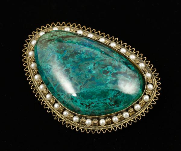 Appraisal: - Turquoise Pearl and Silver Pin Turquoise pearl and silver