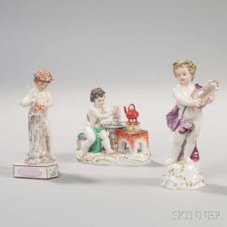 Appraisal: Three Meissen Porcelain Figures of Cherubs Germany th th century