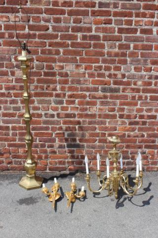 Appraisal: Midcentury Brass and Gilt Lot Including Sconces Together with a