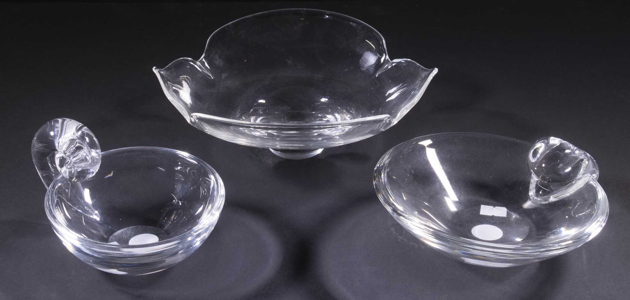 Appraisal: STEUBEN ART GLASS BOWLS Piece Lot all with etched Steuben