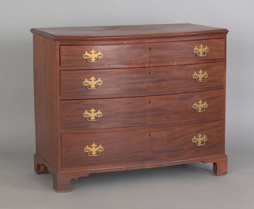 Appraisal: New England Federal mahogany bowfront chest of drawers ca with