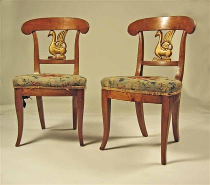 Appraisal: Pair of Italian neoclassical style fruitwood and parcel gilt side