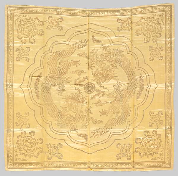 Appraisal: A group of three silk ground textiles Late Qing Republic