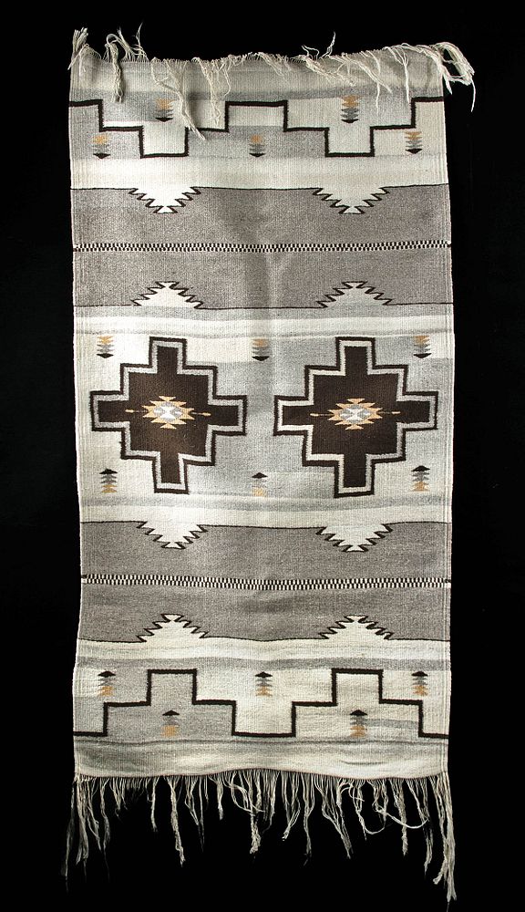 Appraisal: Vintage Navajo Wool Rug - Two Grey Hills Style Native