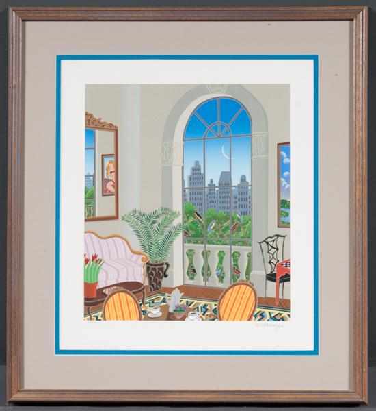 Appraisal: Thomas Frederick McKnight American b Apartment Interior with City View