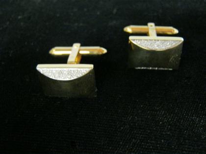 Appraisal: karat yellow gold and diamond cufflinksRectangular cufflinks accented on two