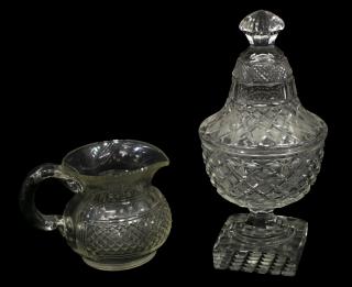 Appraisal: ANGLO IRISH DIAMOND CUT COVERED URN PITCHER lot of Anglo