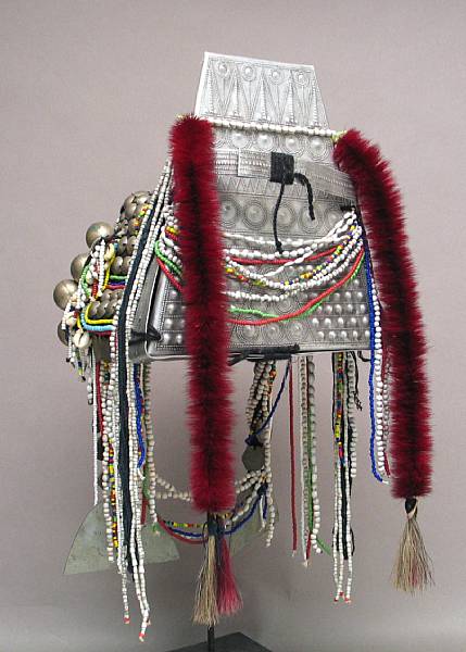 Appraisal: A Thai Lao hill tribe cloth and metal headdress Of