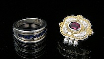 Appraisal: A Sterling Silver Ring and a Pendant with Gemstones Sterling