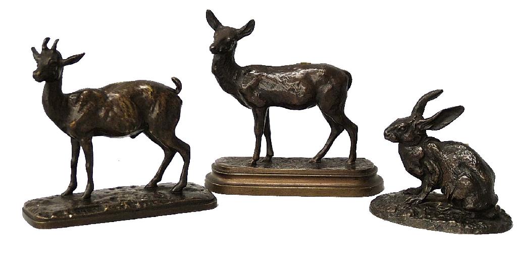 Appraisal: Bronze figure of a seated hare upon an oval naturalistic