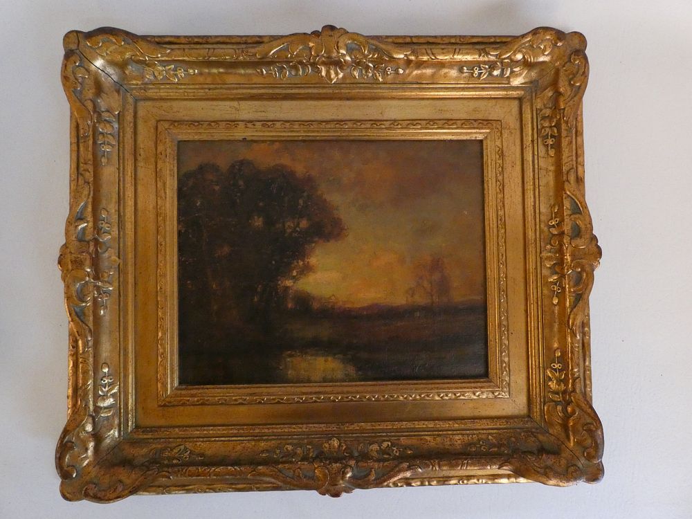 Appraisal: CHARLES APPEL LANDSCAPE PAINTING Antique luminist oil painting on board