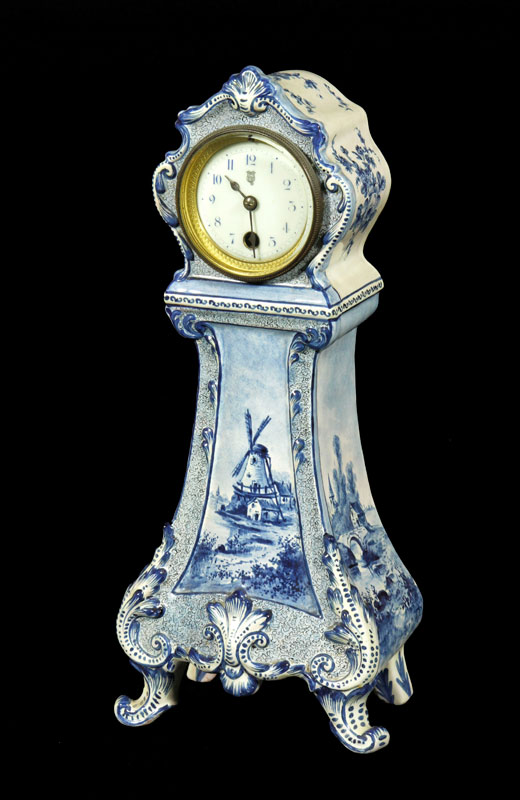 Appraisal: - Antique Blue Delft Clock Antique blue Delft clock h