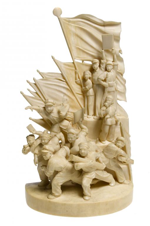 Appraisal: AN UNUSUAL EARLY REPUBLICAN PERIOD IVORY CARVING of highly stylised