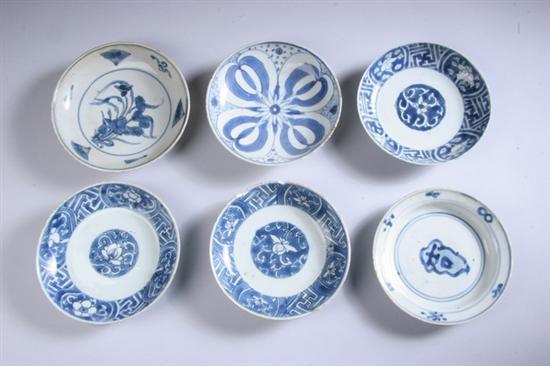 Appraisal: SIX CHINESE BLUE AND WHITE PORCELAIN DISHES Ming Dynasty One