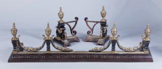 Appraisal: Three piece English Regency style fireplace set th century includes