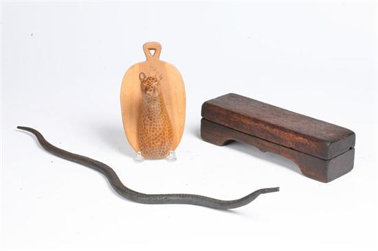 Appraisal: THREE ITEMS Pictured is a folk art snake made from