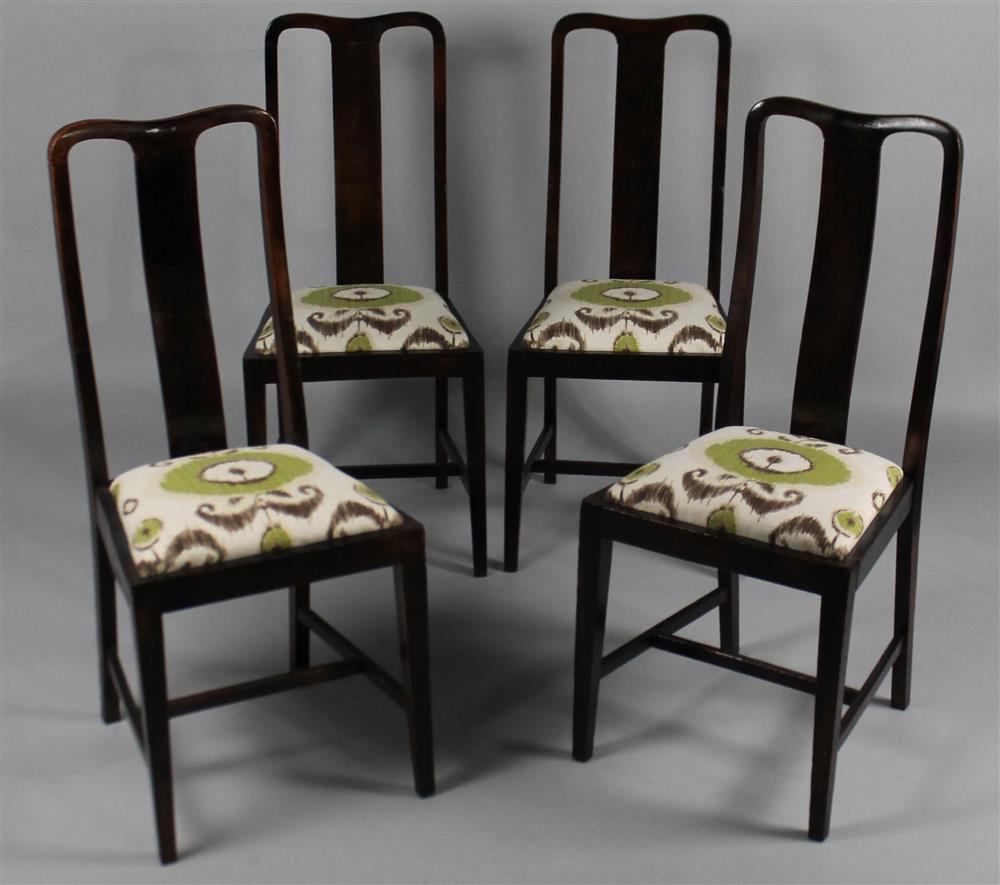 Appraisal: SET OF FOUR ENGLISH OAK QUEEN ANNE STYLE DINING CHAIRS