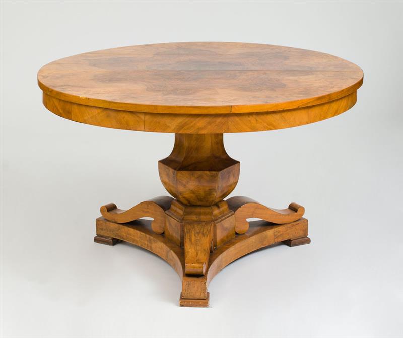 Appraisal: BIEDERMEIER BLACK WALNUT TILT-TOP CENTER TABLE x in diam From