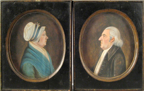 Appraisal: Pair of watercolor on paper portraits of a husband and