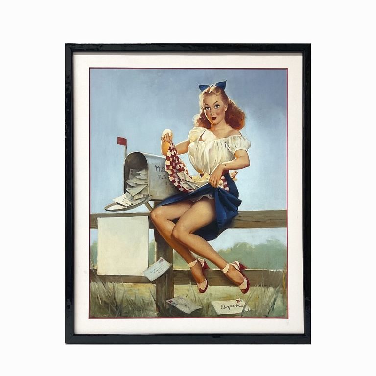 Appraisal: Gil Elvgren Pin-Up Girl Framed Print Print from vintage classic