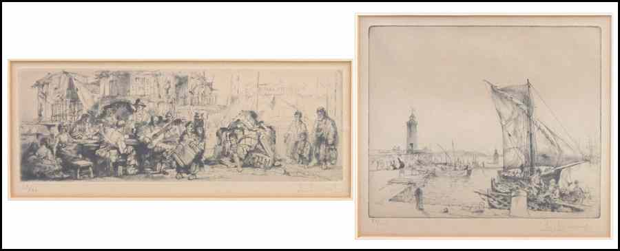 Appraisal: AUGUSTE BROUET FRENCH - TWO WORKS Circus etching signed in