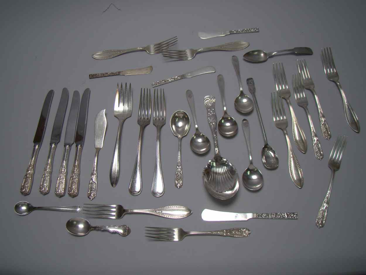 Appraisal: LOT OF STERLING SILVER AND SILVER PLATE FLATWARE PIECES Includes