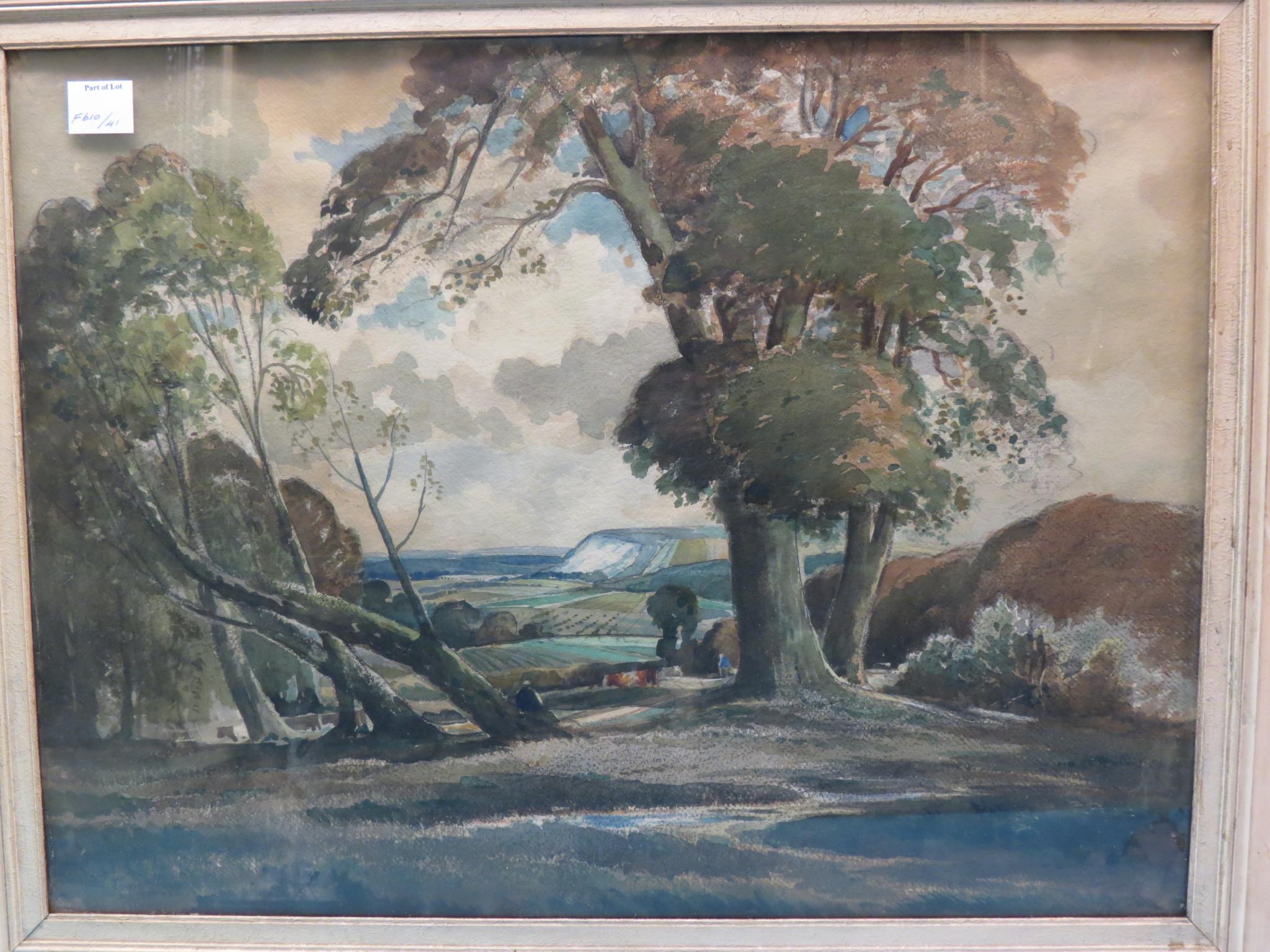 Appraisal: Edwin Harris - large watercolour panoramic landscape entitled verso A