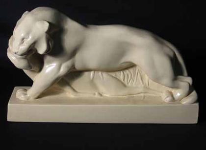 Appraisal: Wedgwood porcelain Art Deco style lioness figure H in L