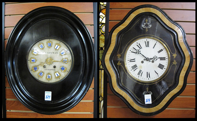 Appraisal: TWO PICTURE FRAME WALL CLOCKS French th century each with