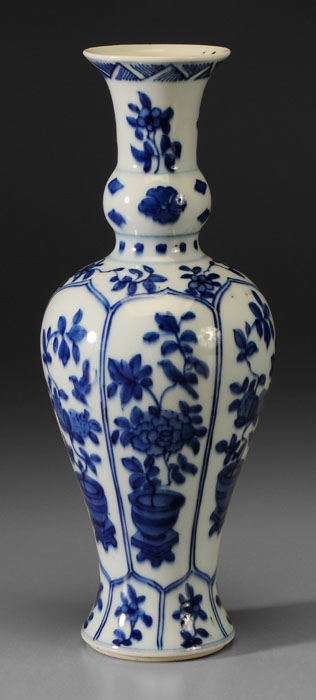 Appraisal: Blue and White Porcelain Vase Chinese th century baluster form