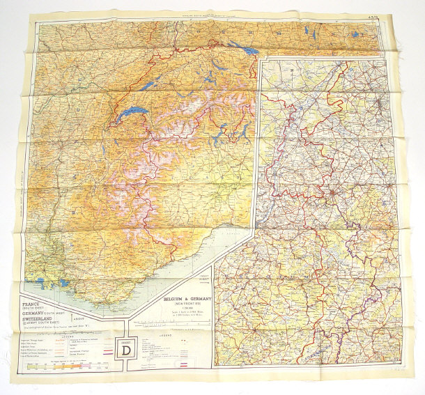 Appraisal: Printed cloth map of military interest depicting central Europe